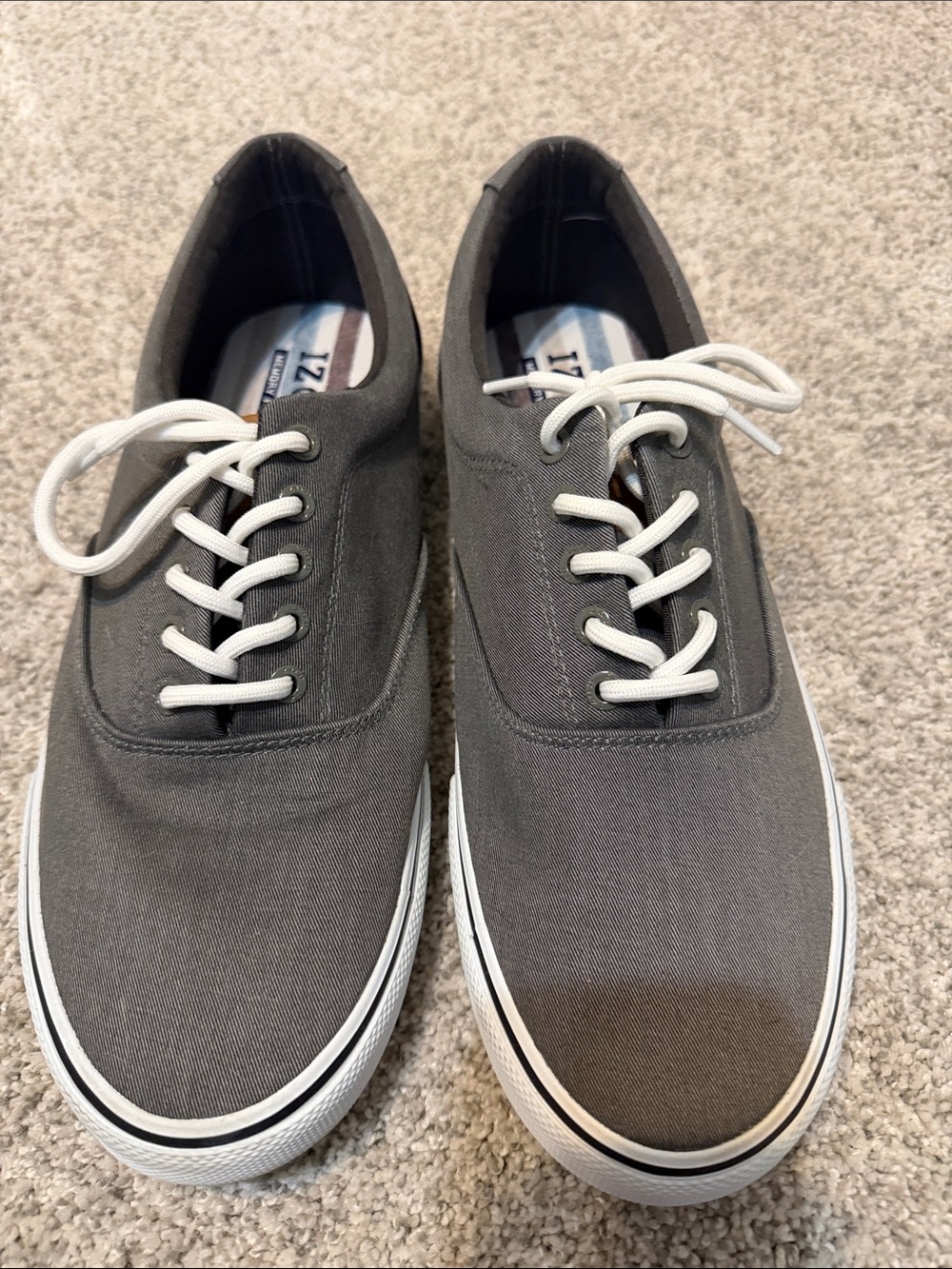 Izod Gray Canvas Low-Top Sneakers with White Laces
